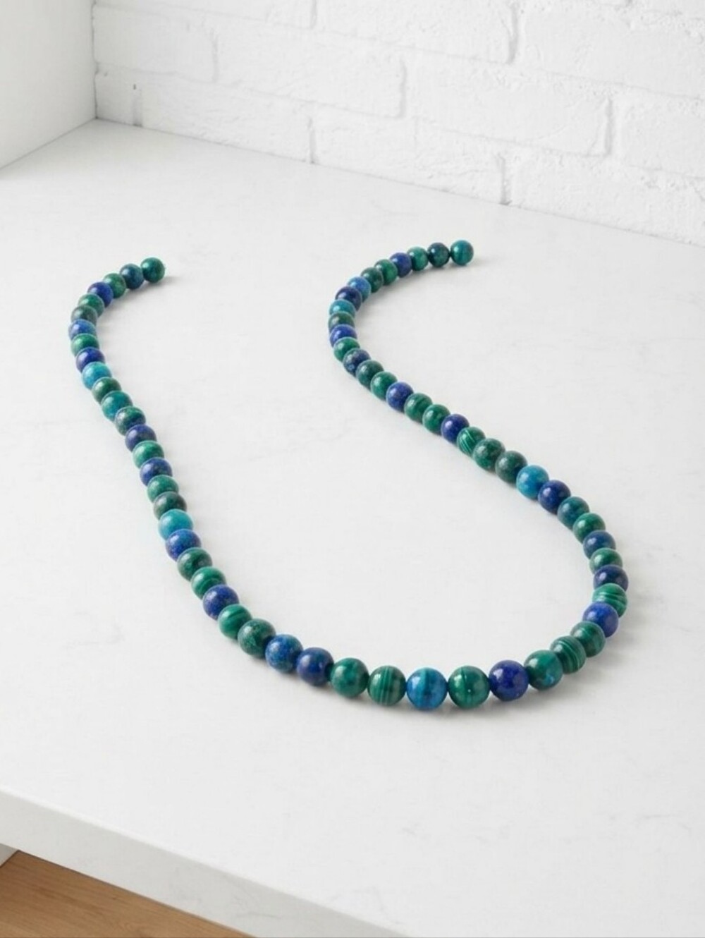 Blue & Green Azurite Malachite Beaded Necklace - Earthy Boho Strand